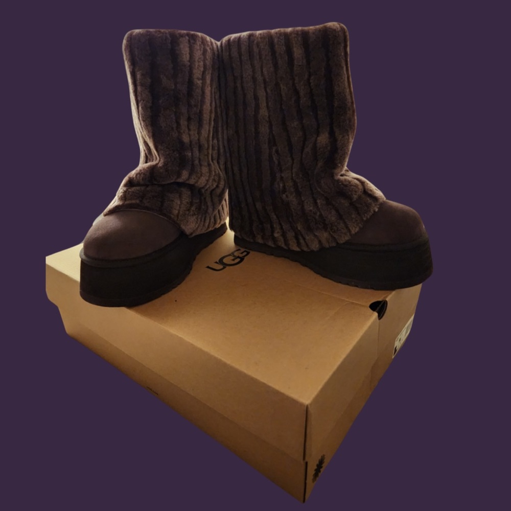 UGG Classic Sherpa Corduroy Suede & Leather Boots